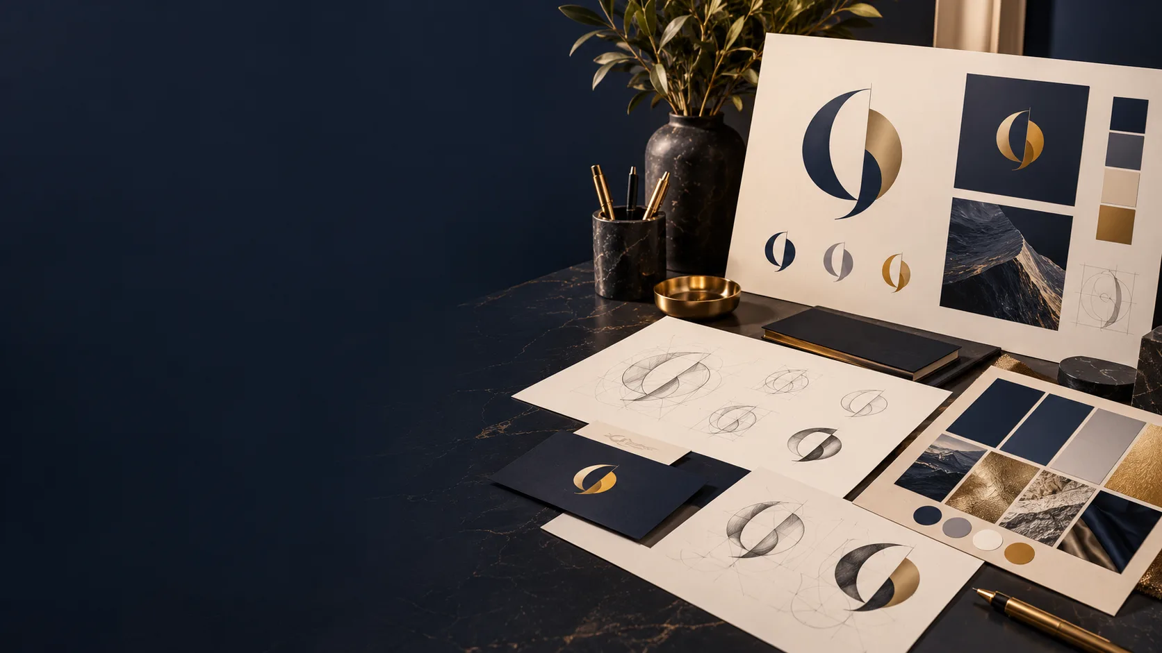 Logo design concepts and brand identity materials